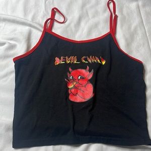 Spaghetti strapped crop top